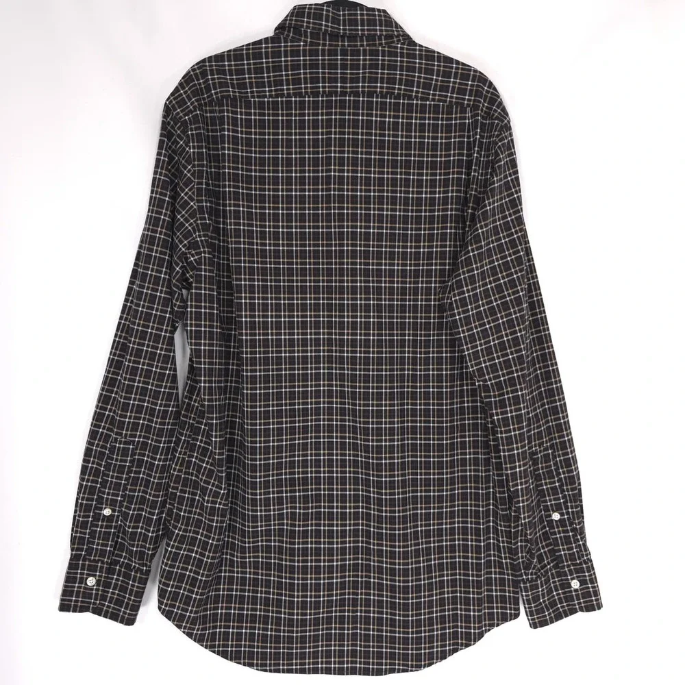 POLO RALPH LAUREN Plaid MEDIUM Shirt Classic Fit Brown Black‎ 100% Cotton